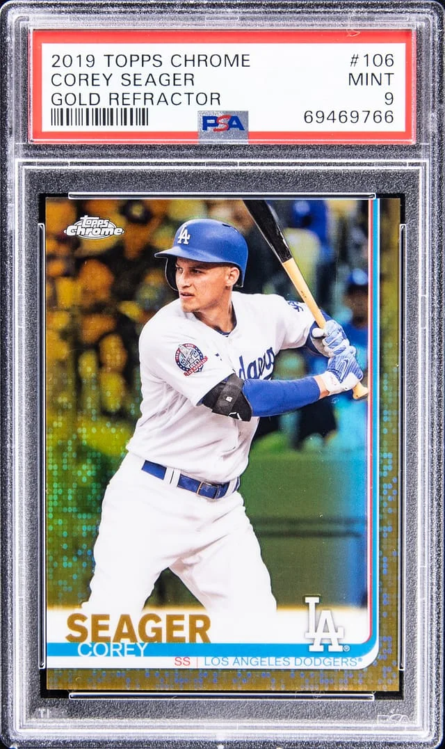2019 Topps Chrome Corey Seager Gold Wave Refractor #106 card image