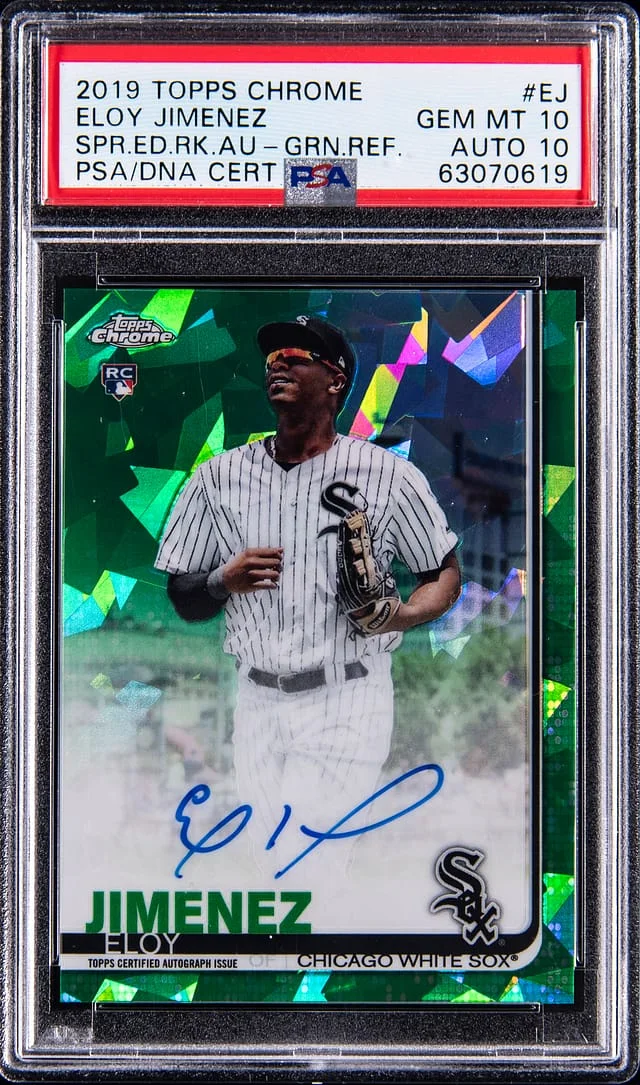 2019 Topps Chrome Eloy Jimenez Autograph Green Refractor #CSA-EJ card image