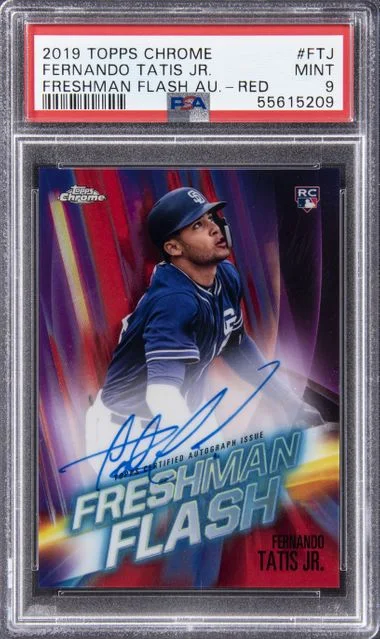 2019 Topps Chrome Fernando Tatis Jr. Freshman Flash Autographs Red #FTJ card image