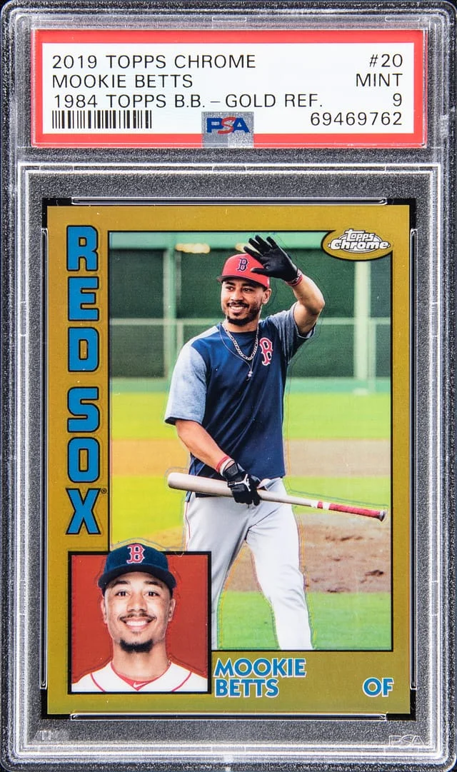 2019 Topps Chrome Mookie Betts 1984 Topps B.B - Gold Refractor #20 card image