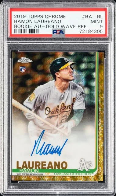 2019 Topps Chrome Ramon Laureano Autographs Gold Wave Refractor #RA-RL card image