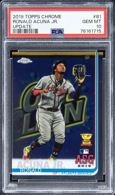 2019 Topps Chrome Ronald Acuna Jr. Blue Refractor #81 card image