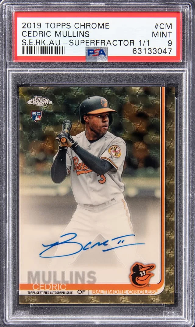 2019 Topps Chrome Sapphire Edition Cedric Mullins Autographs SuperFractor #CSA-CM card image