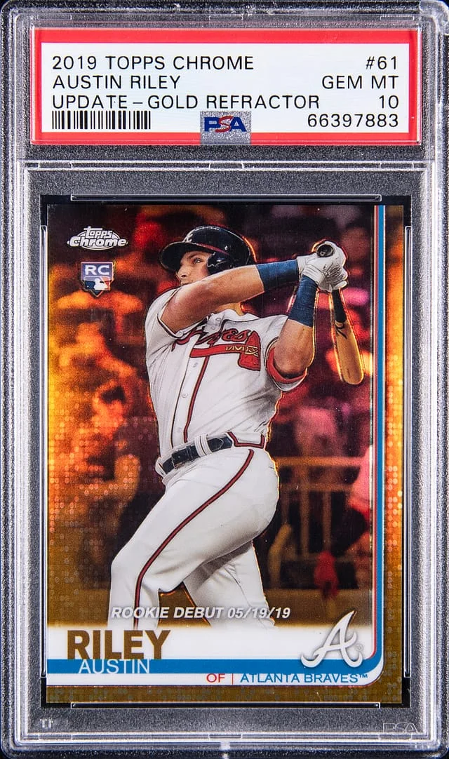 2019 Topps Chrome Update Austin Riley Gold Refractor #61 card image