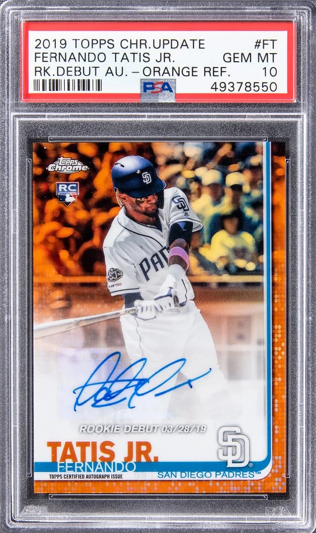 2019 Topps Chrome Update Fernando Tatis Jr Debut Autograph Orange Refractor #RDA-FT card image