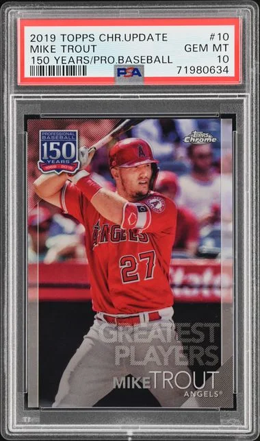 2019 Topps Chrome Update Mike Trout 150 Years Of Professional Baseball #10 card image
