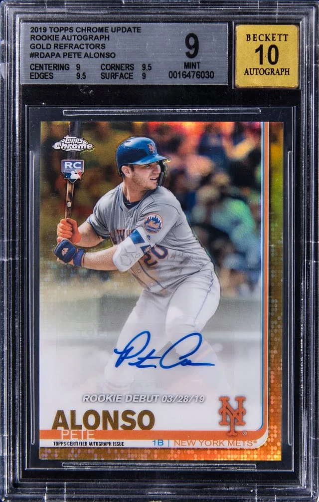 2019 Topps Chrome Update Pete Alonso Autograph Gold Refractors #RDA-PA card image