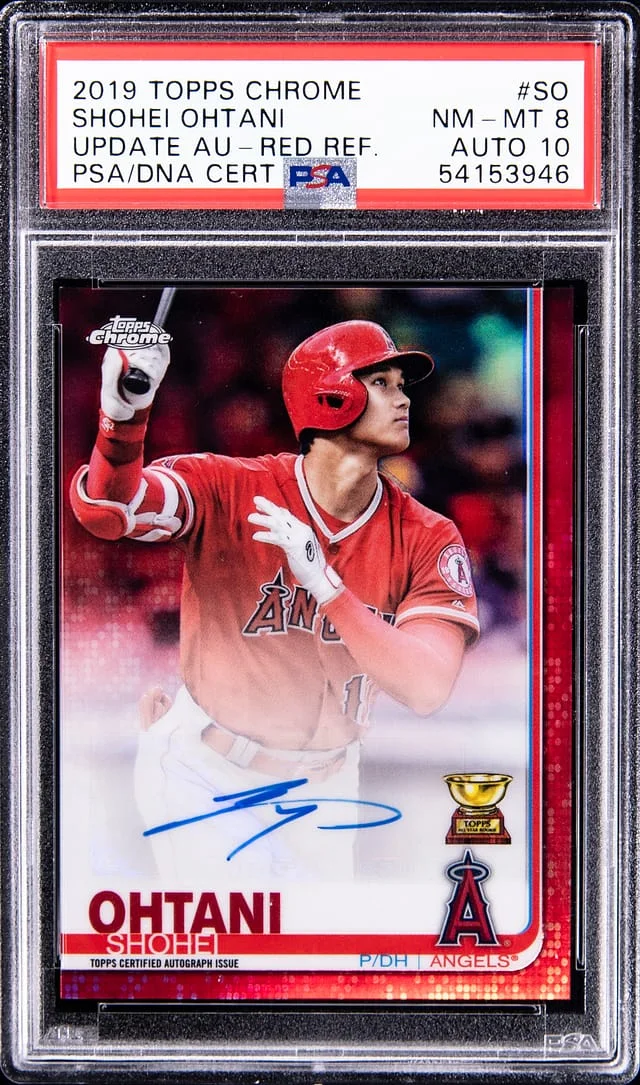 2019 Topps Chrome Update Shohei Ohtani Autographs Red Refractor #CUA-SO card image