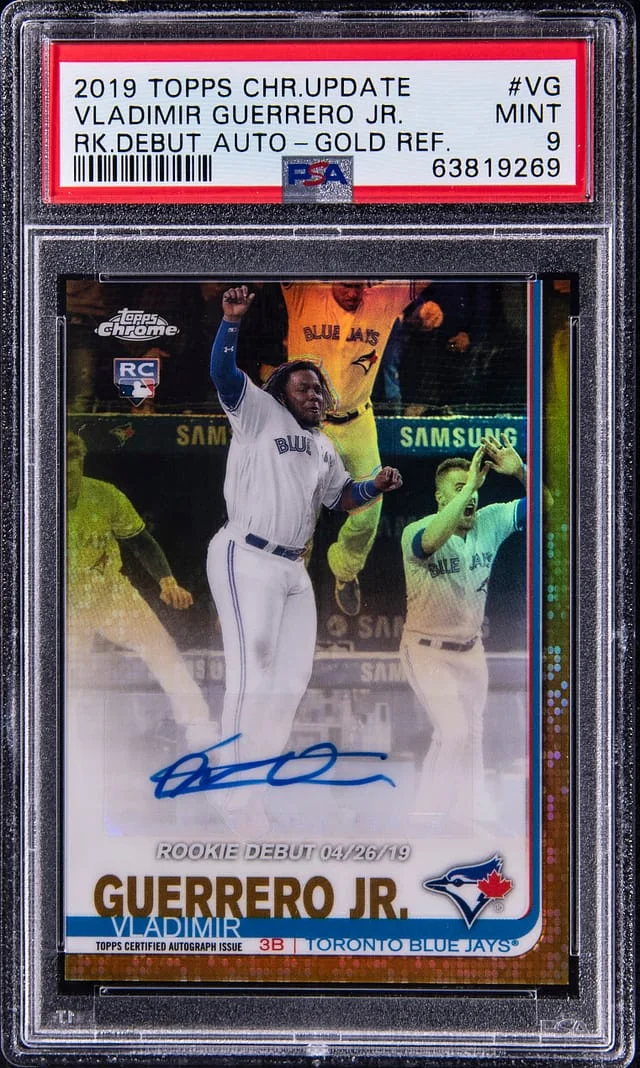 2019 Topps Chrome Update Vladimir Guerrero Jr. Debut Autograph Gold Refractor #RDA-VG card image