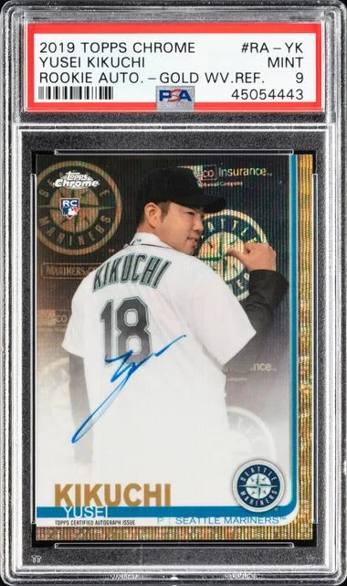 2019 Topps Chrome Yusei Kikuchi Autographs Gold Wave Refractor #RA-YK card image