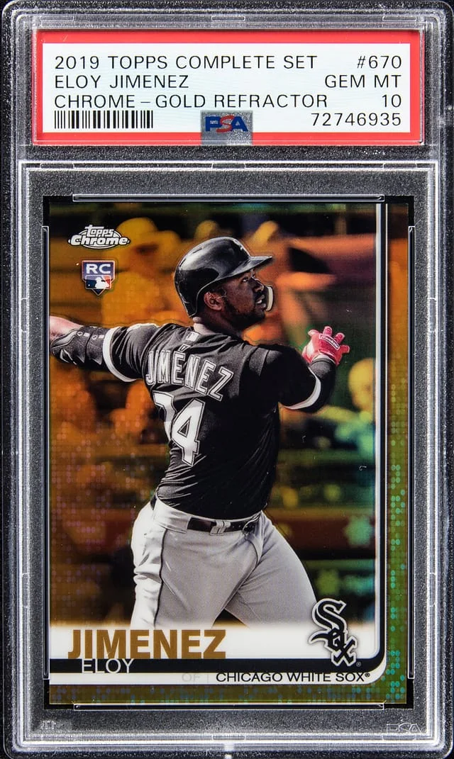 2019 Topps Complete Set Eloy Jimenez Chrome Gold Refractor #670 card image