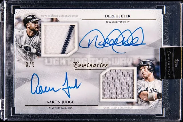 2019 Topps Derek Jeter/Aaron Judge Luminaries Lighting The Way Dual Autograph Relics #LWAR-JJ card image