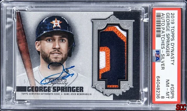 2019 Topps Dynasty George Springer Autograph Patch Silver #DAP-GSP5 card image