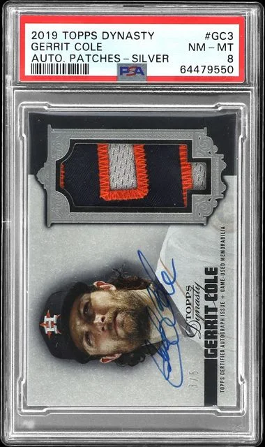 2019 Topps Dynasty Gerrit Cole Autograph Patches Silver #DAP-GC3 card image