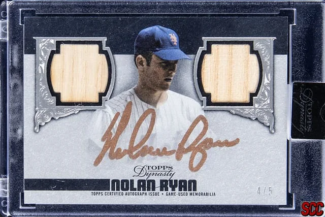 2019 Topps Dynasty Nolan Ryan Autographed Dual Relic #ADR-NP card image