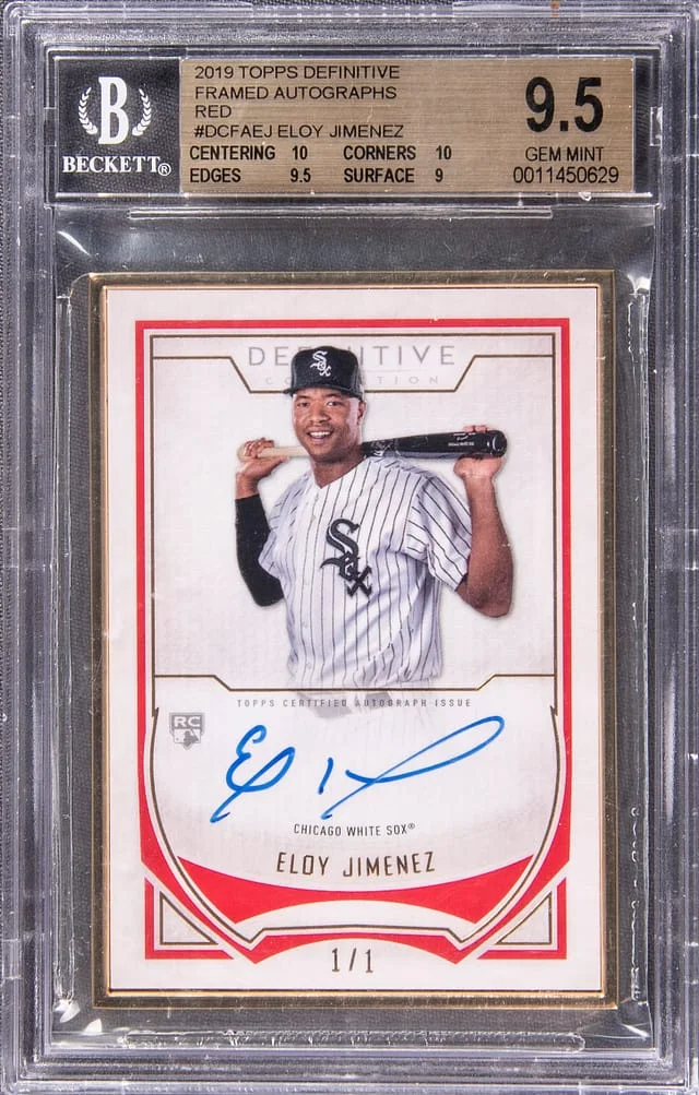 2019 Topps Eloy Jimenez Defintive Framed Autograph Red #DCFA-EJ card image