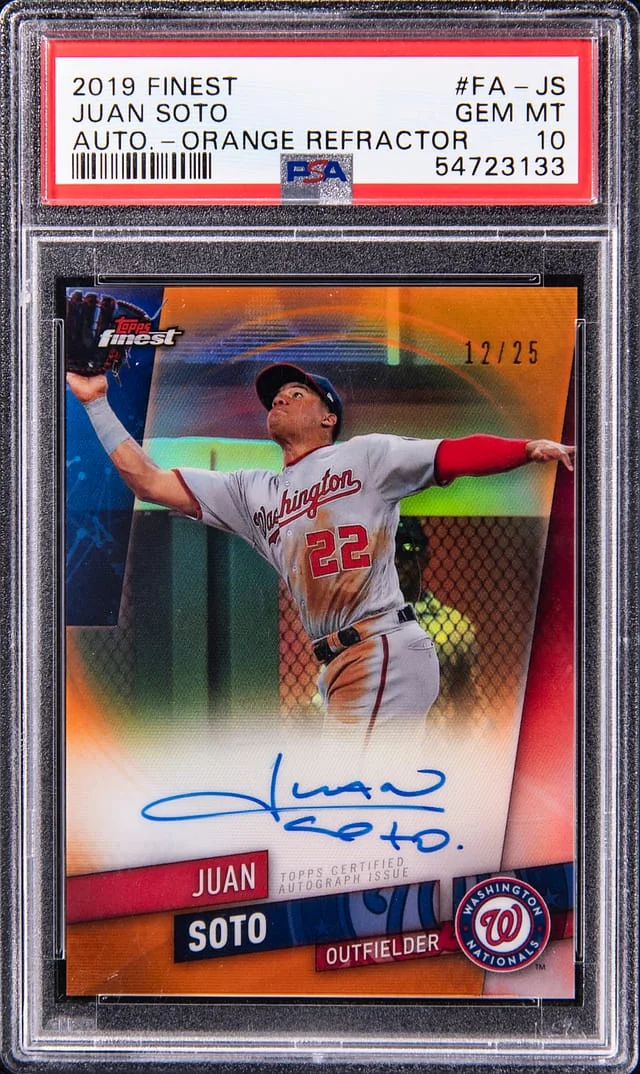 2019 Topps Finest Juan Soto Autograph Orange Refractor #FA-JS card image