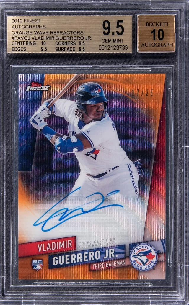 2019 Topps Finest Vladimir Guerrero Jr Orange Wave Refractor Autograph #FA-VGJ card image
