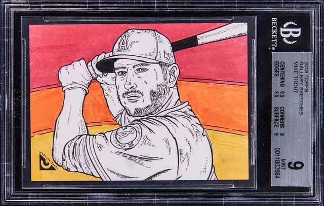 2019 Topps Gallery Gallery Sketches Mike Trout Original Art #no-number card image