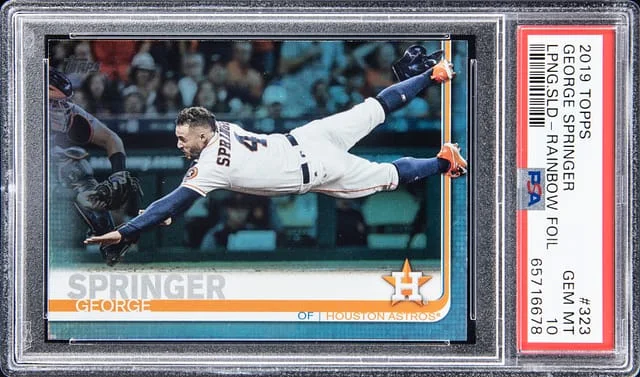 2019 Topps George Springer Leaping Slide Rainbow Foil #323 card image