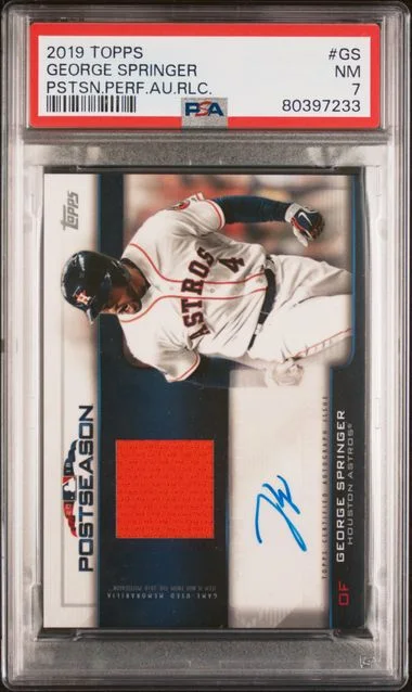 2019 Topps George Springer Postseason Performance Autograph Relic #GS card image