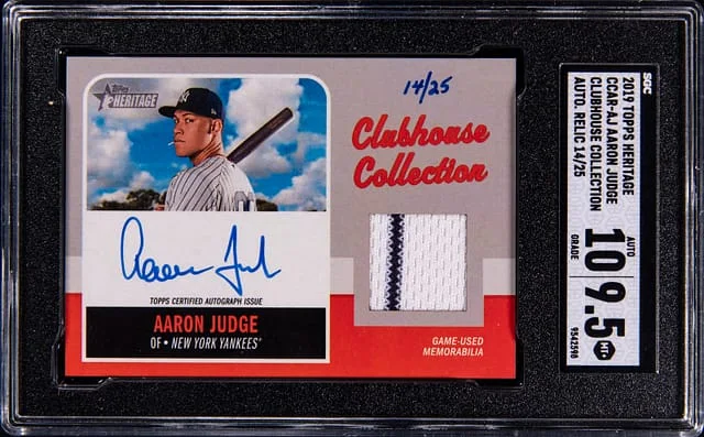 2019 Topps Heritage Aaron Judge Clubhouse Collection Autographed Relic #CCAR-AJ card image