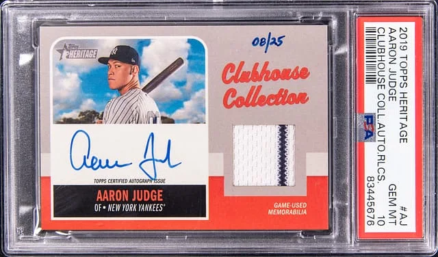 2019 Topps Heritage Aaron Judge Clubhouse Collection Autographed Relics #TOPPSCCAR-AJ card image