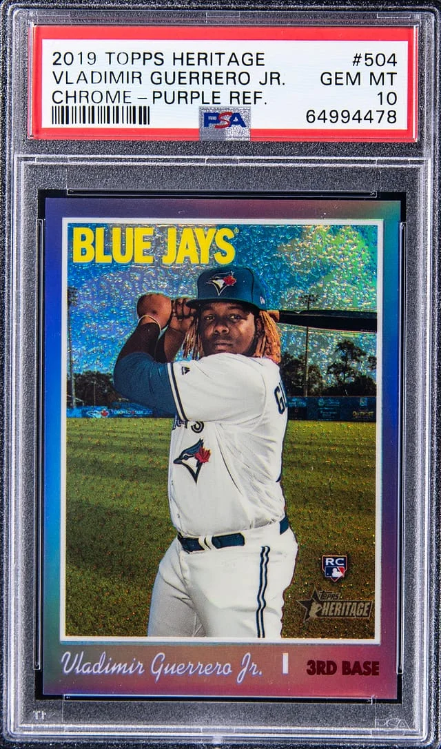 2019 Topps Heritage Chrome Vladimir Guerrero Jr Purple Refractor #504 card image
