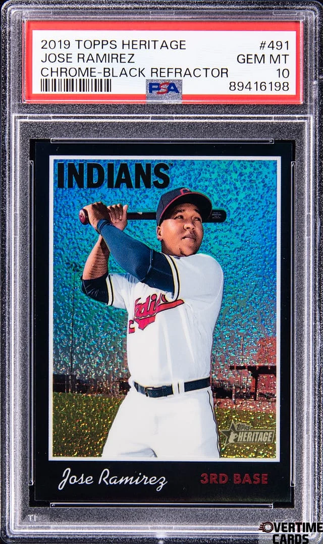 2019 Topps Heritage Jose Ramirez Chrome-Black Refractor #491 card image