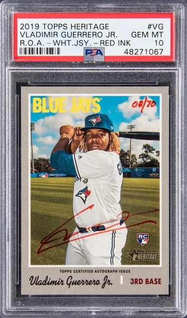 2019 Topps Heritage Real One Autographs White Jersey-Red Ink Vg Vladimir Guerrero Jr. #no-number card image