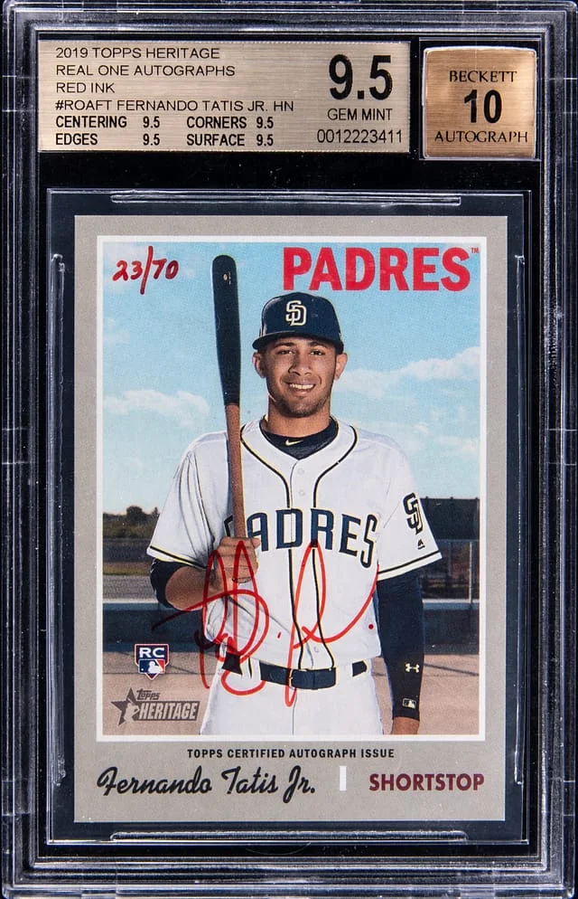 2019 Topps Heritage Real One Fernando Tatis Jr. Autographs Red Ink #ROA-FT card image
