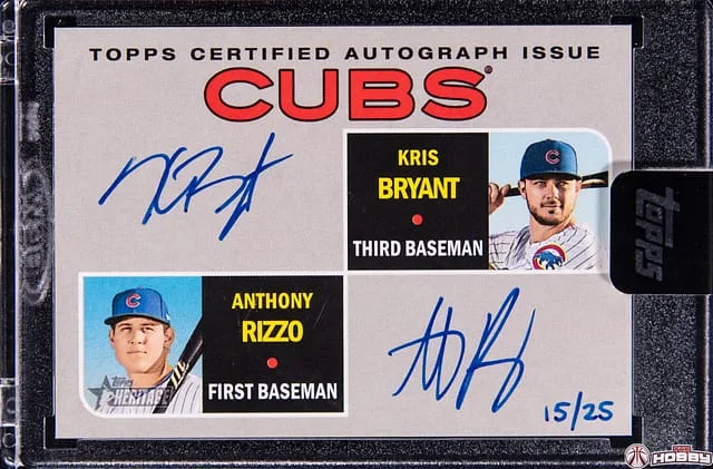 2019 Topps Heritage Real One Kris Bryant/Anthony Rizzo Dual Autographs #RODA-BR card image