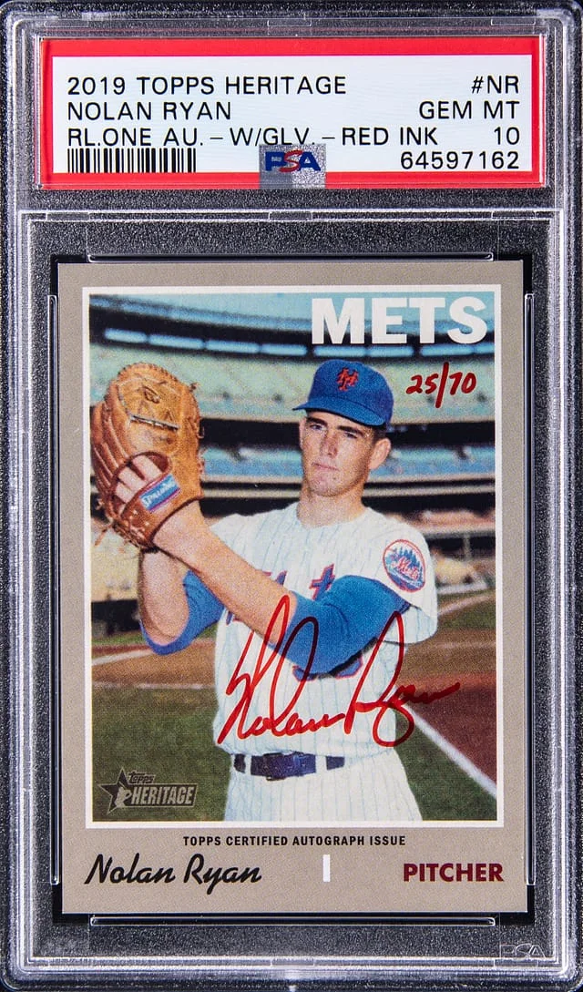 2019 Topps Heritage Real One Nolan Ryan Autograph Red Ink #NR card image