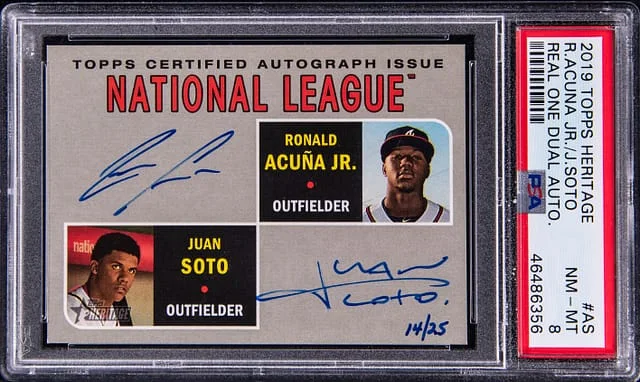 2019 Topps Heritage Real One Ronald Acuna Jr./Juan Soto Dual #RODA-AS card image