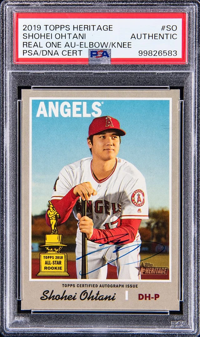 2019 Topps Heritage Real One Shohei Ohtani, Elbow on Knee Autograph #ROA-SO card image