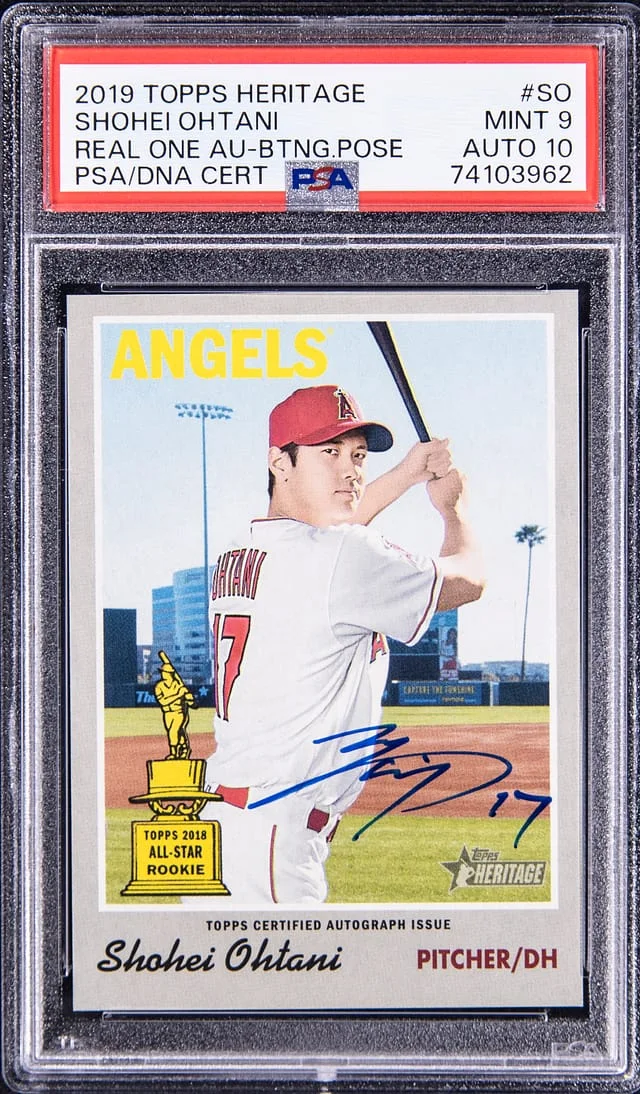 2019 Topps Heritage Real One Shohei Ohtani Autographs Batting Pose #SO card image