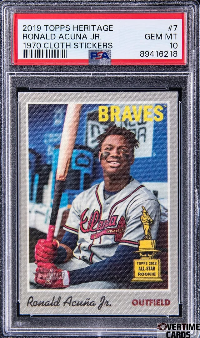 2019 Topps Heritage Ronald Acuna Jr. 1970 Cloth Stickers #7 card image