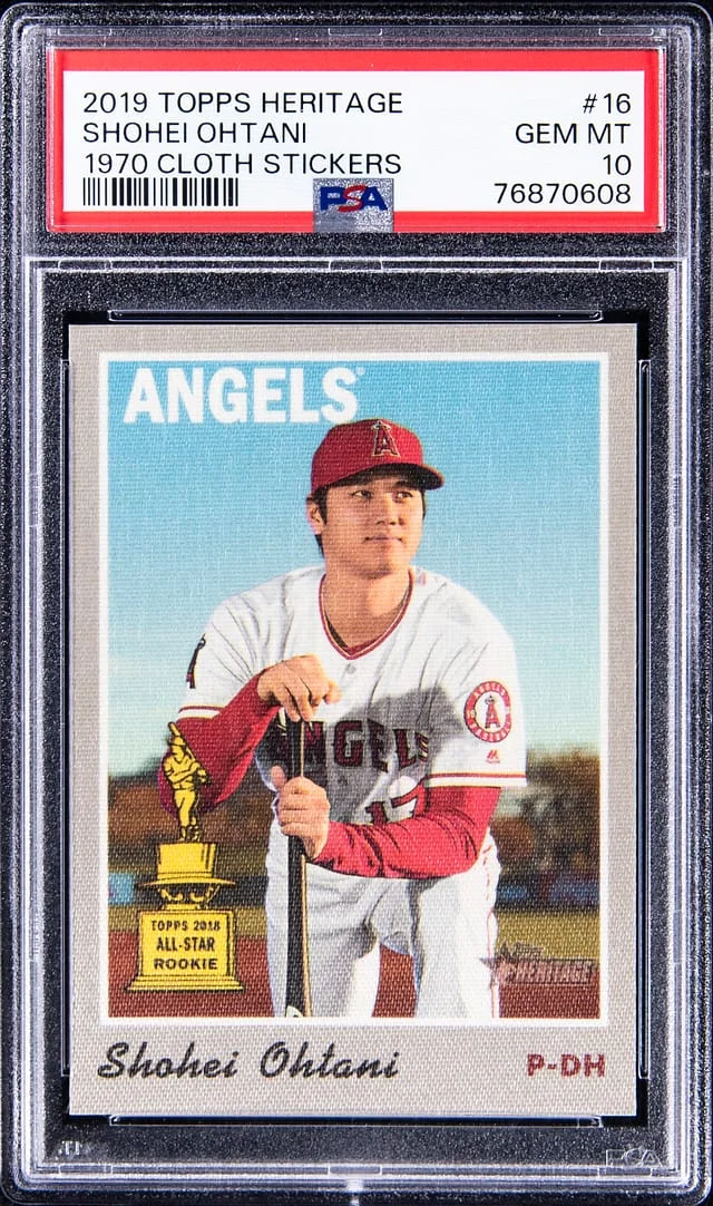 2019 Topps Heritage Shohei Ohtani 1970 Cloth Stickers #16 card image