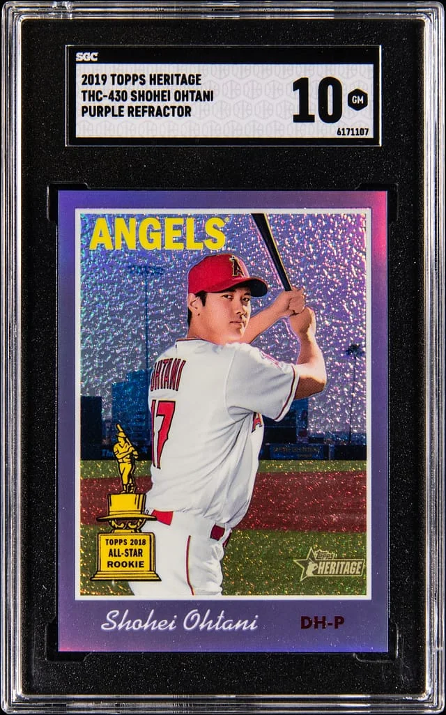 2019 Topps Heritage Shohei Ohtani Purple Refractor #THC-430 card image
