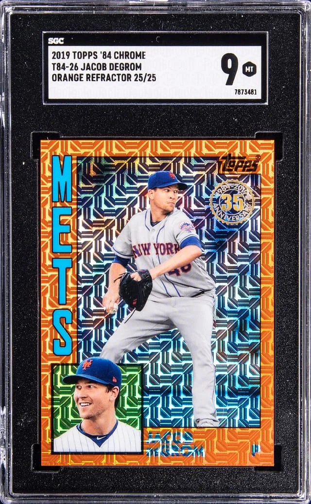 2019 Topps Jacob deGrom 1984 Chrome Orange Refractor #T84-26 card image