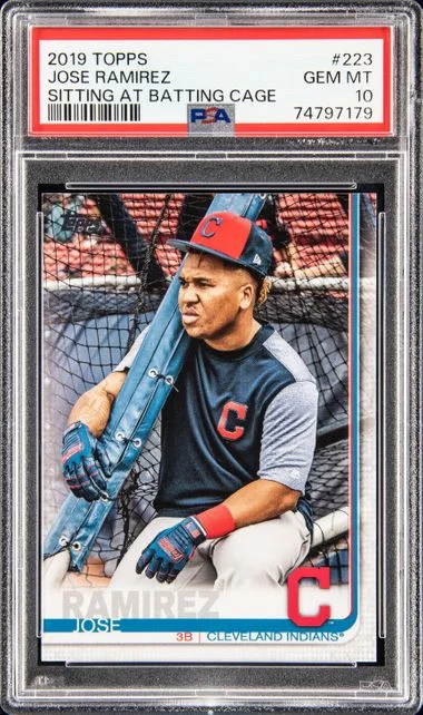 2019 Topps Jose Ramirez, Sitting At Batting Cage #223 card image