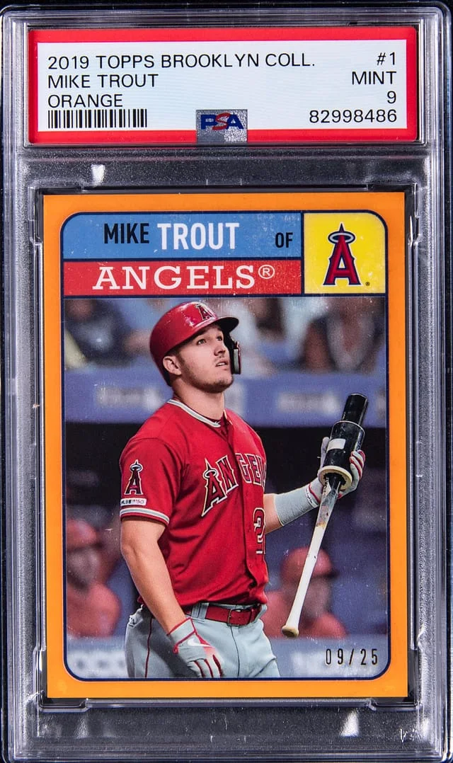 2019 Topps Mike Trout Silver Pack '84 Chrome Promo Purple Refractor #1 card image