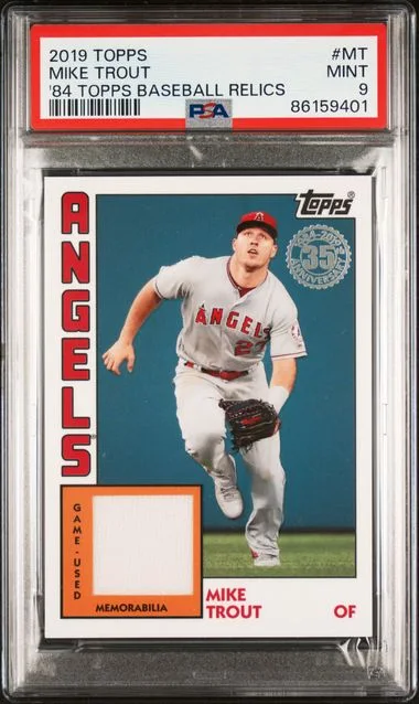 2019 Topps Mike Trout Game- Used 1984 Topps Baseball Relics #84R-MT card image