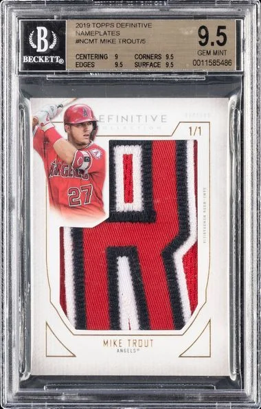 2019 Topps Mike Trout Definitive Nameplates #NC-MT card image