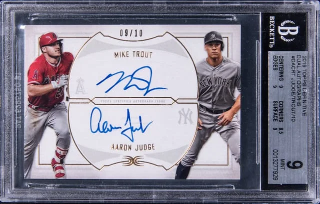 2019 Topps Mike Trout/Aaron Judge Definitive Dual Autographs #DAC-RT card image