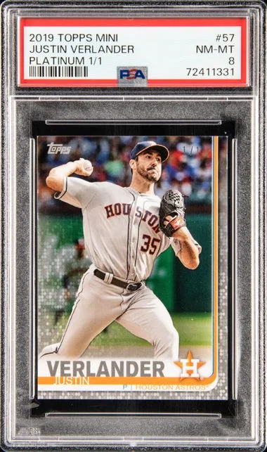 2019 Topps Mini Justin Verlander Platinum #57 card image