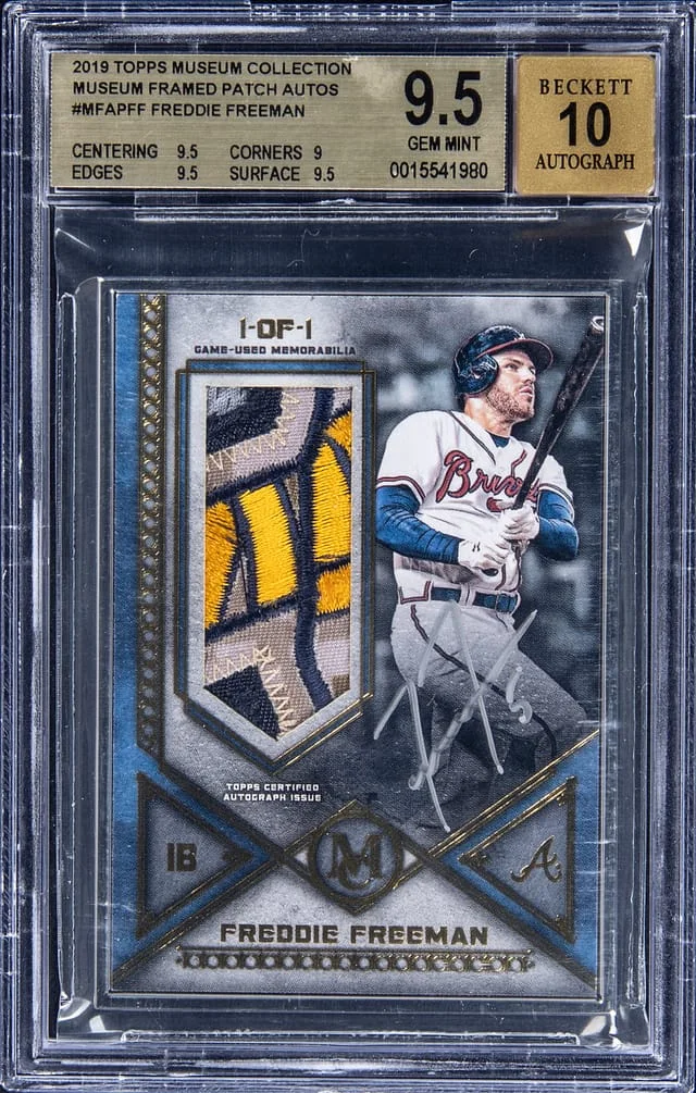 2019 Topps Museum Collection Freddie Freeman Framed Patch Autographs #MFAPFF card image