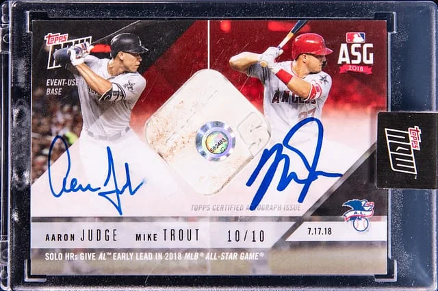 2019 Topps Now Aaron Judge/Mike Trout Dual #ASG-18 card image