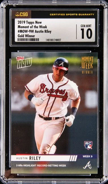 2019 Topps Now Austin Riley Moment of the Week Gold Winner #MOW-9W card image