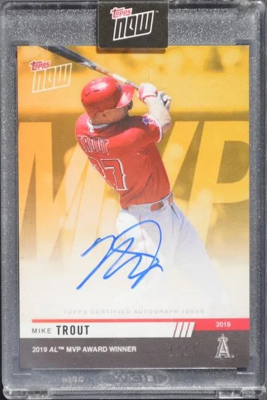 2019 Topps Now Mike Trout Autographs Gold #AW-6F card image